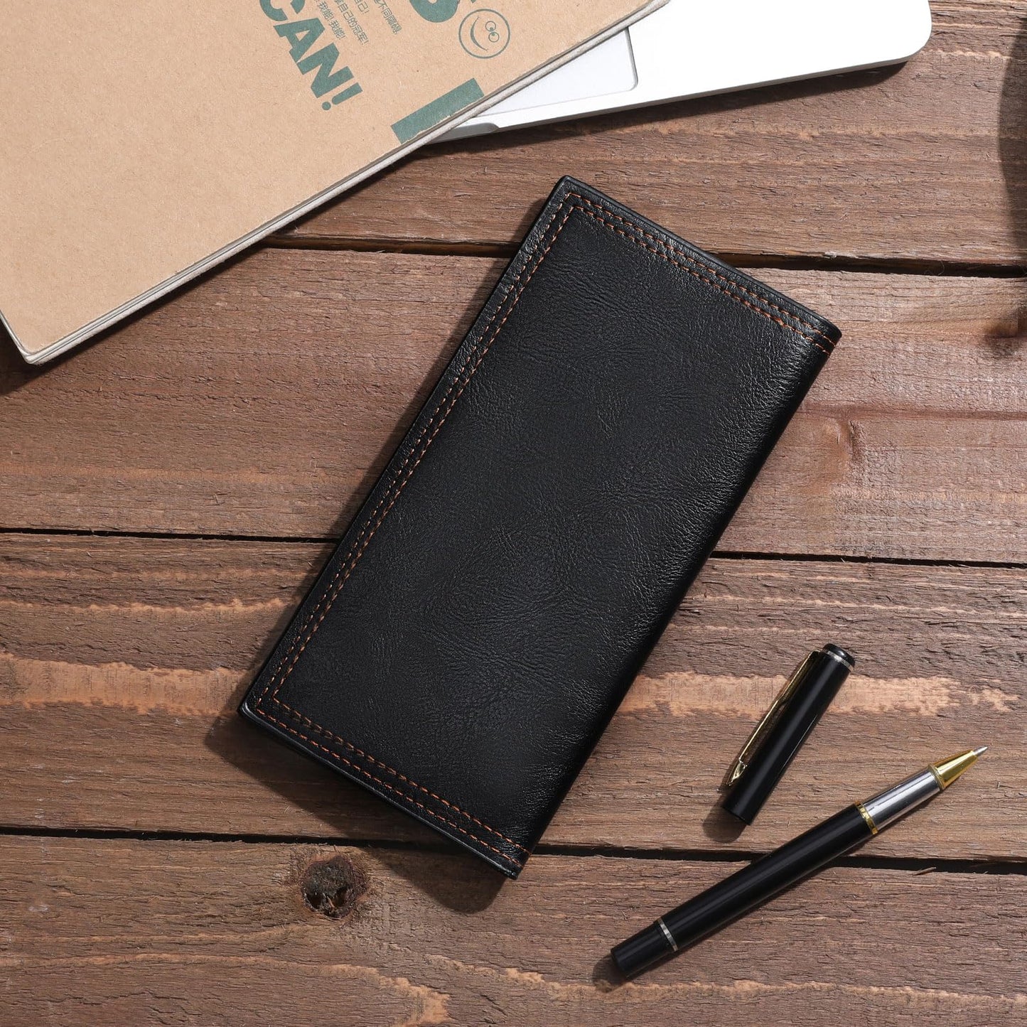 FALAN MULE Long Wallet for Men Leather Bifold Card Holder Slim Wallet with ID Window
