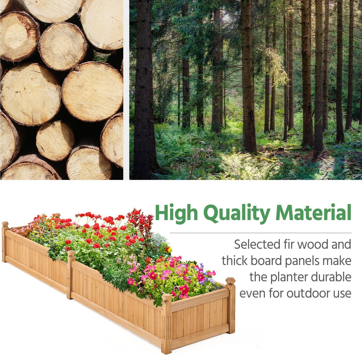 Yaheetech 90.5″ L×23.5″ W×16″ H Wooden Raised Garden Bed, Horticulture Wood Rectangular Garden Planter Outdoor, Raised Planter Box for Yard/Greenhouse/Vegetable/Flower/Herbs, Light Brown