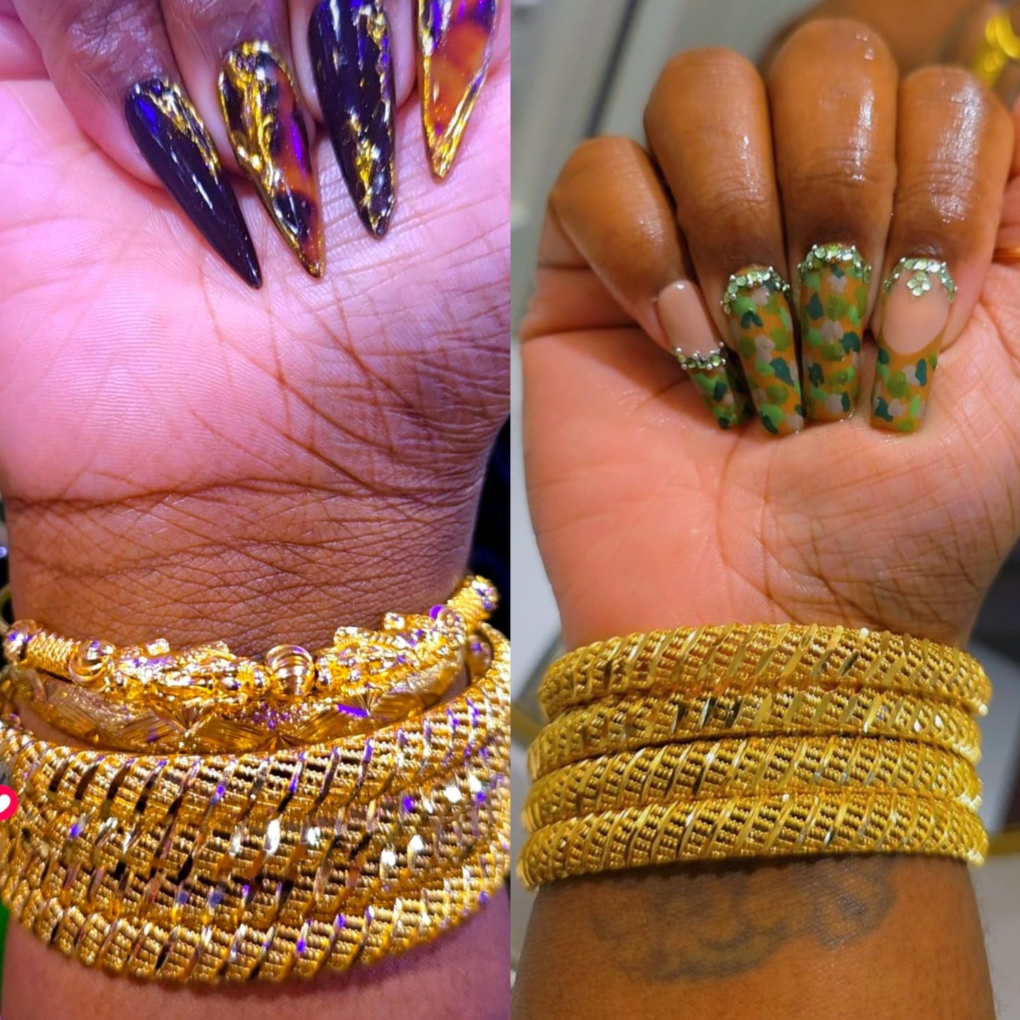 Ethlyn Large Sized Wrist Women Bracelets 2.7inch 18K Gold Plated Fixed Big Size Wrist Bangles Sets (4pcs /lot) (B210A)