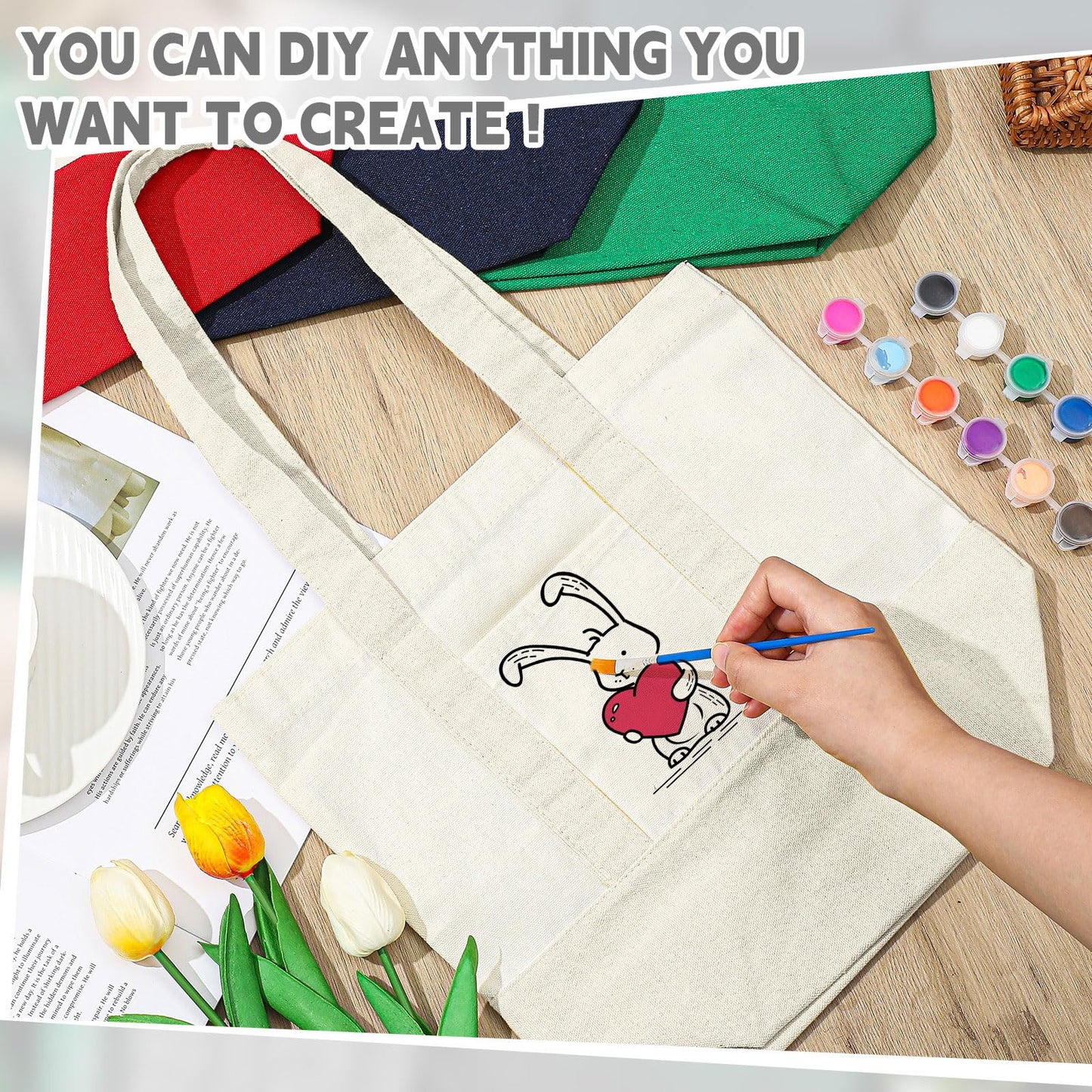 Amylove Canvas Tote Bag with Pockets Duty Canvas Sublimation Blank Small Bag Mini Reusable Tote for Crafts DIY(13" X 11",Natural Color,1 Pcs)