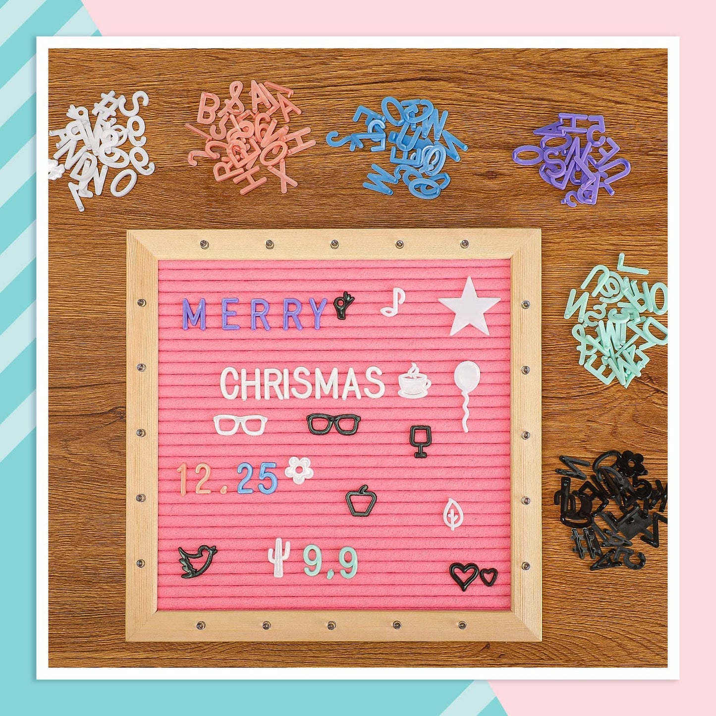 Yexiya 1035 Pcs Board Letters with Organizer Case Set Include 3/4'' Multicolor Plastic Pre Cut Characters Cursive for Felt Message Board Letters Numbers Symbols