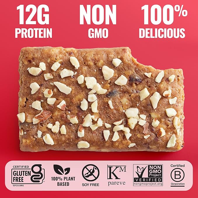 The GFB Cranberry Toasted Almond Protein Bars - Gluten Free, Plant Based, Non GMO, Sustainably Made – Ridiculously Tasty, Healthy, Vegan, Nutrition Snack Protein Bars, 2.05 oz (12 Count)