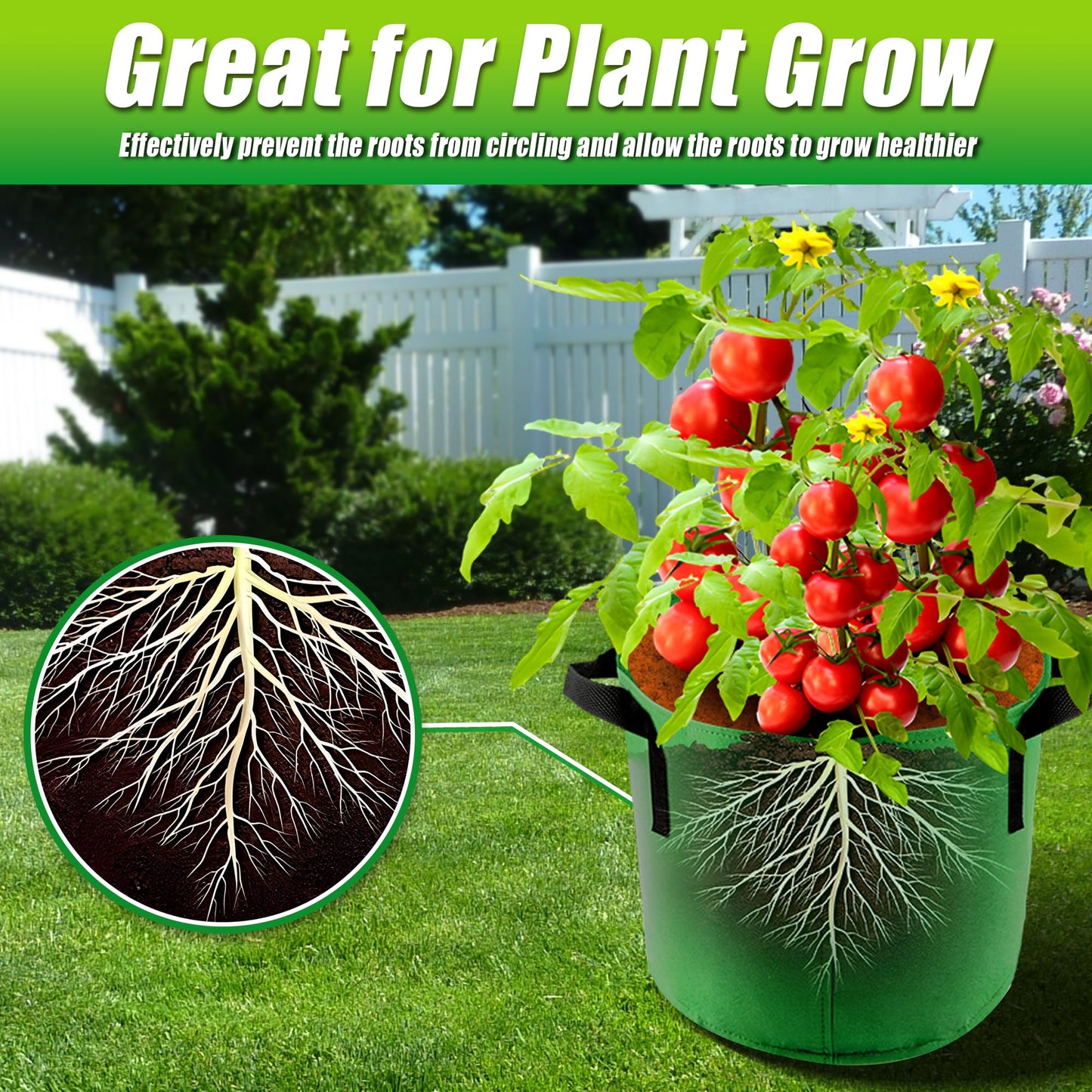 Sinimaka 7 Gallon Grow Bags, 7 Pack Colorful Fabric Plant Pots with Handles for Garden and Outdoor Planting
