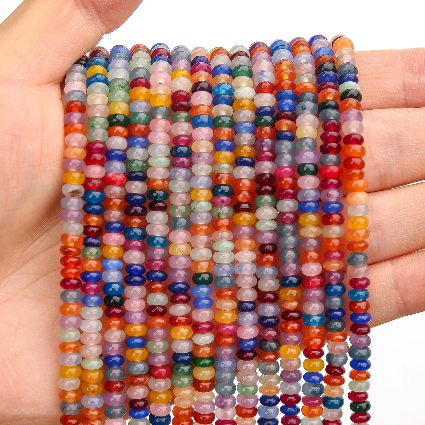 BONNY BOXX 1 Strand (150PCs) Natural 2 * 4mm Colorful Rondelle Beads, Natural Abacus Disk Stone Beads Loose Spacer Gemstone for DIY Bracelet Necklace Jewelry Making