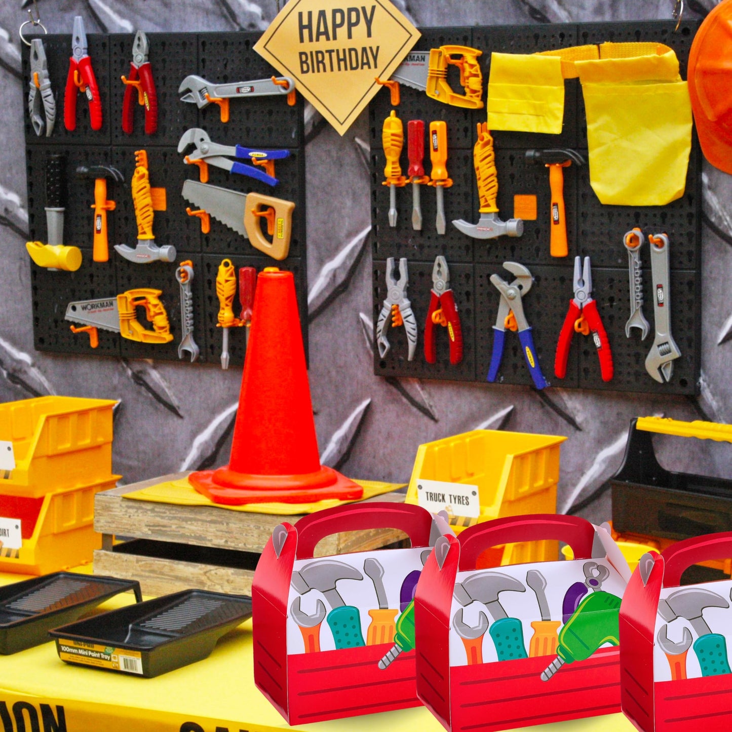 Fun Express Little Handyman Toolbox Treat Box - Party Supplies - 12 Pieces - Red
