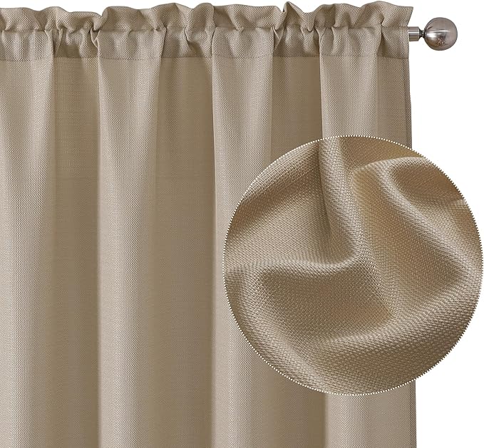 Chyhomenyc Camel Curtains 96 Inch Length 2 Panels, Faux Linen Textured Semi Sheer Airy Light Filtering Soft Privacy Farmhouse Curtain Drapes for Living Room Bedroom, Each 40" Wx96 L