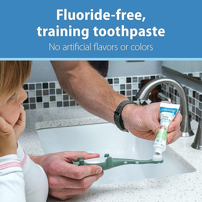 Dr. Brown's Baby Toothpaste, Strawberry Flavor Toddlers and Kids Love, Fluoride Free, Made in The USA, 0-3 Years, 1.4oz, 3 Pack