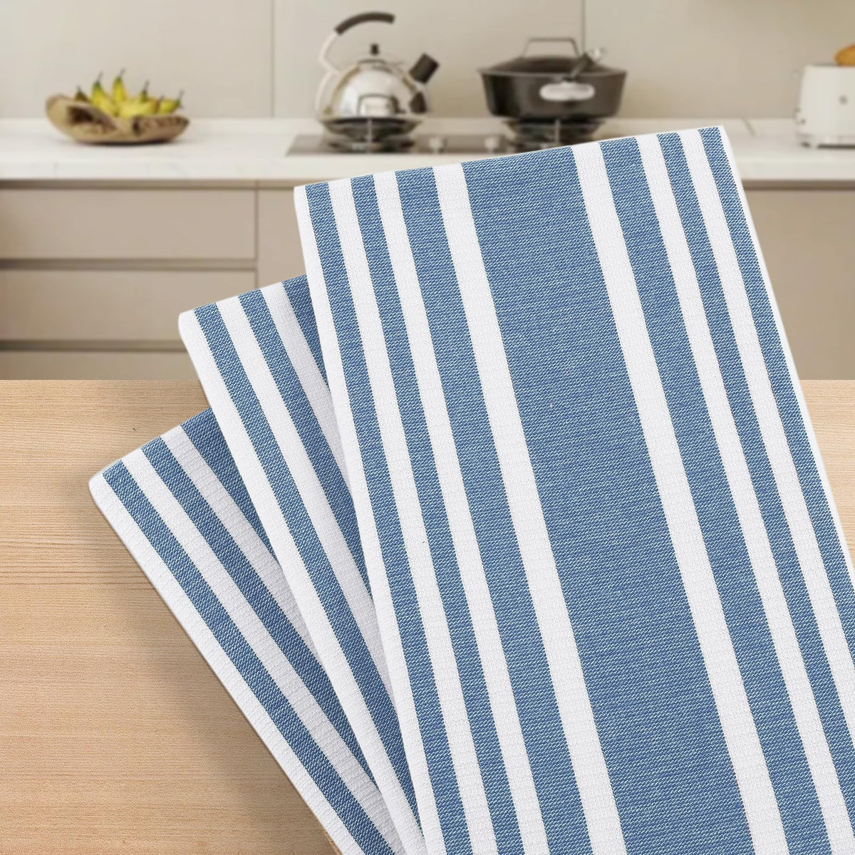 Premium Cotton Stripe Kitchen Towels 8 Pack (8 Count)
