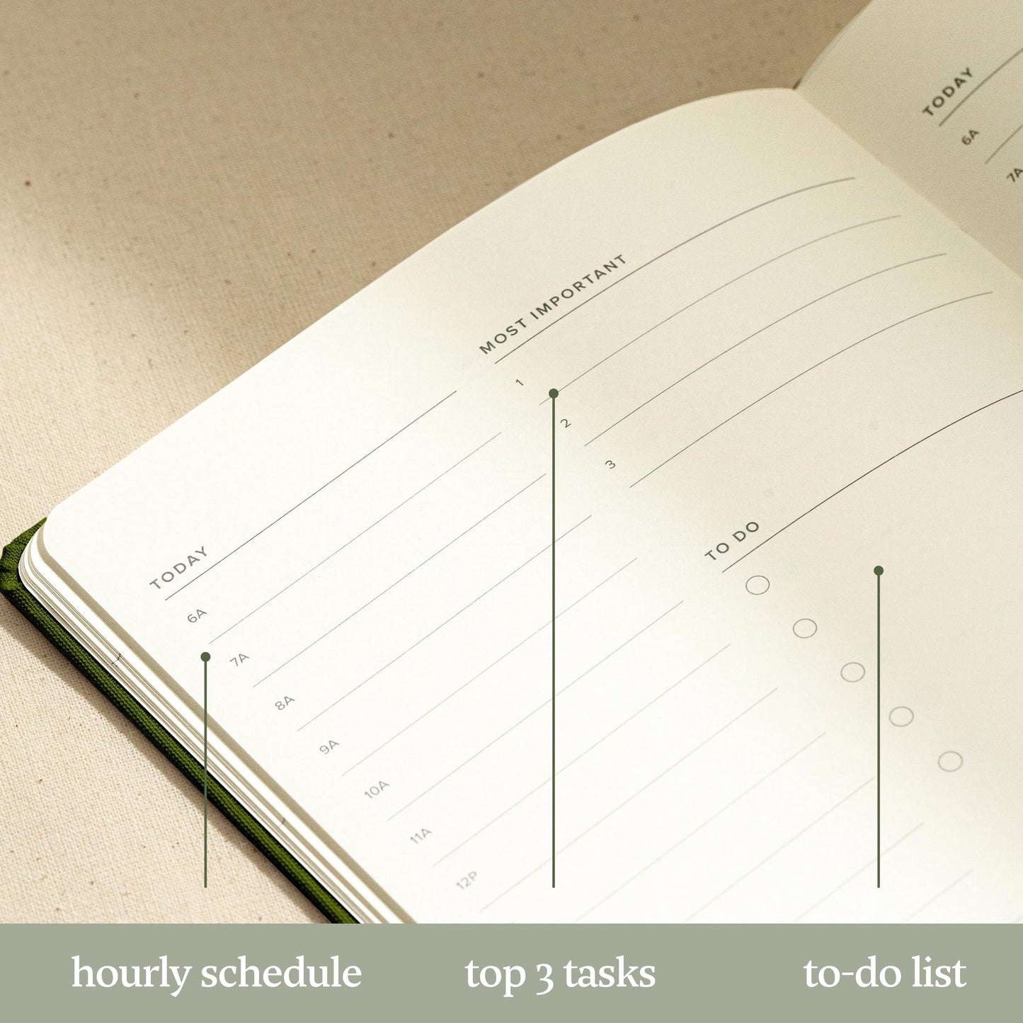 Kunitsa Co. Undated Planner - Hardcover, with Habit Tracker & Goal Setting - Daily, 120 Days, Start Anytime (Forest)