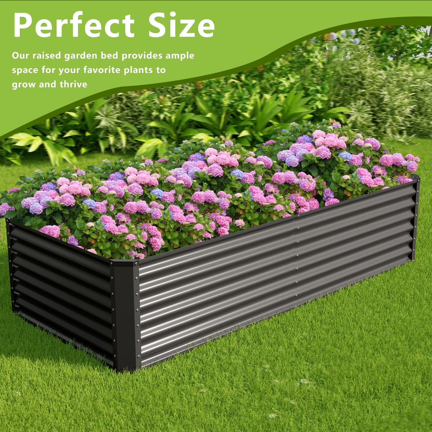 Ayen Guard 8x2x2FT Galvanized Raised Garden Bed,Galvanized Planter Boxes Outdoor, Large Metal Raised Garden Beds for Vegetables-Grey