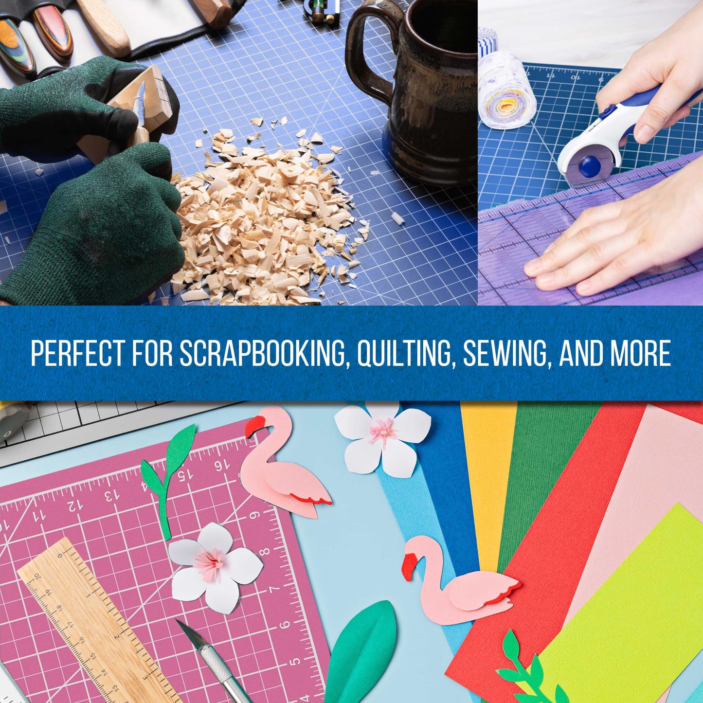 U.S. Art Supply 9" x 12" Self-Healing Cutting Mat 5-Ply (2 Pack) - Double-Sided Pink/Blue Craft Mat, Non-Slip Cutting Mats for Crafts, Sewing, Quilting, Scrapbooking