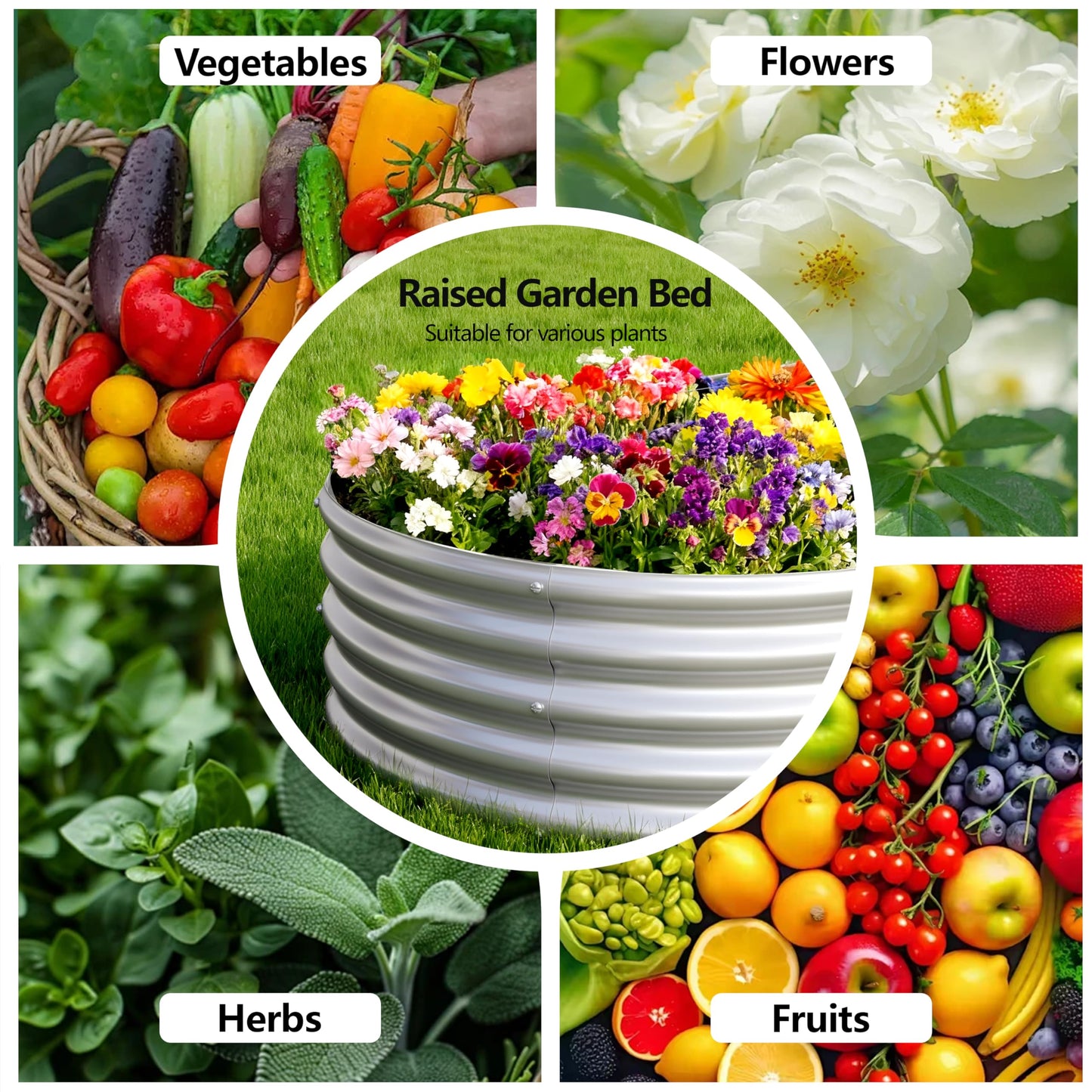 Yortrek Galvanized Raised Garden Bed Outdoor, 12x4x1ft(2Pack) Metal Heavy Duty Planter Boxes for Gardening, Easy Assemble Bottomless Small Oval Plant Container Kit for Vegetable, Flower, Fruit, Silver
