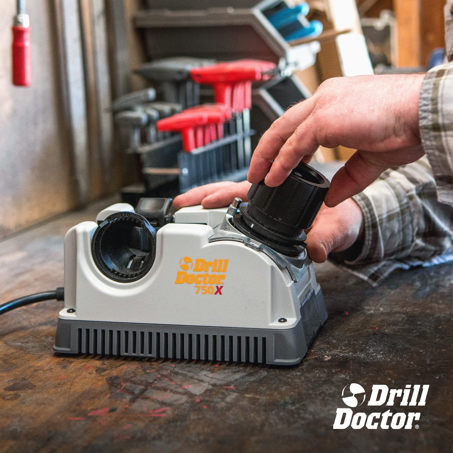 Drill Doctor DD750X Electric Drill Bit Sharpener, 3/32-3/4" High-Speed, Portable - Steel, Masonry, Carbide, Cobalt, Tin-Coated Bits, Adjustable Angles