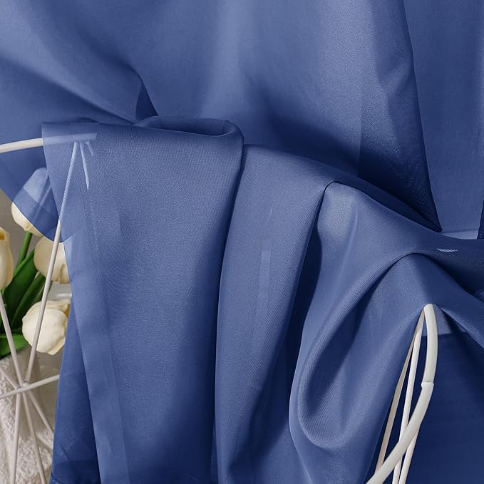 OVZME Royal Blue Sheer Curtains 63 Inches Long 2 Panels - Soft Light Filtering Window Sheer Panels for Living Room/Bedroom, Top Dual Rod Pocket, 1 Pair, Each 42Wx63L Inches