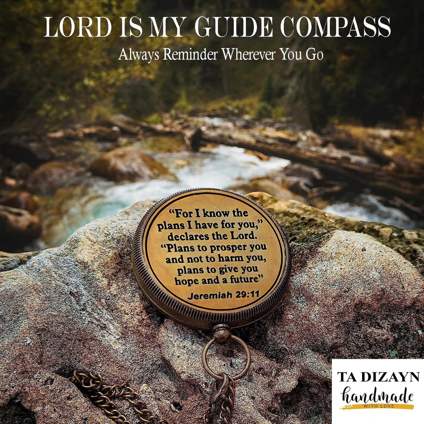 I Know The Plans I Have for You Engraved Compass with Wooden Box, Jeremiah 29 11 - Christian & Catholic Gifts for Men, Women & Graduation
