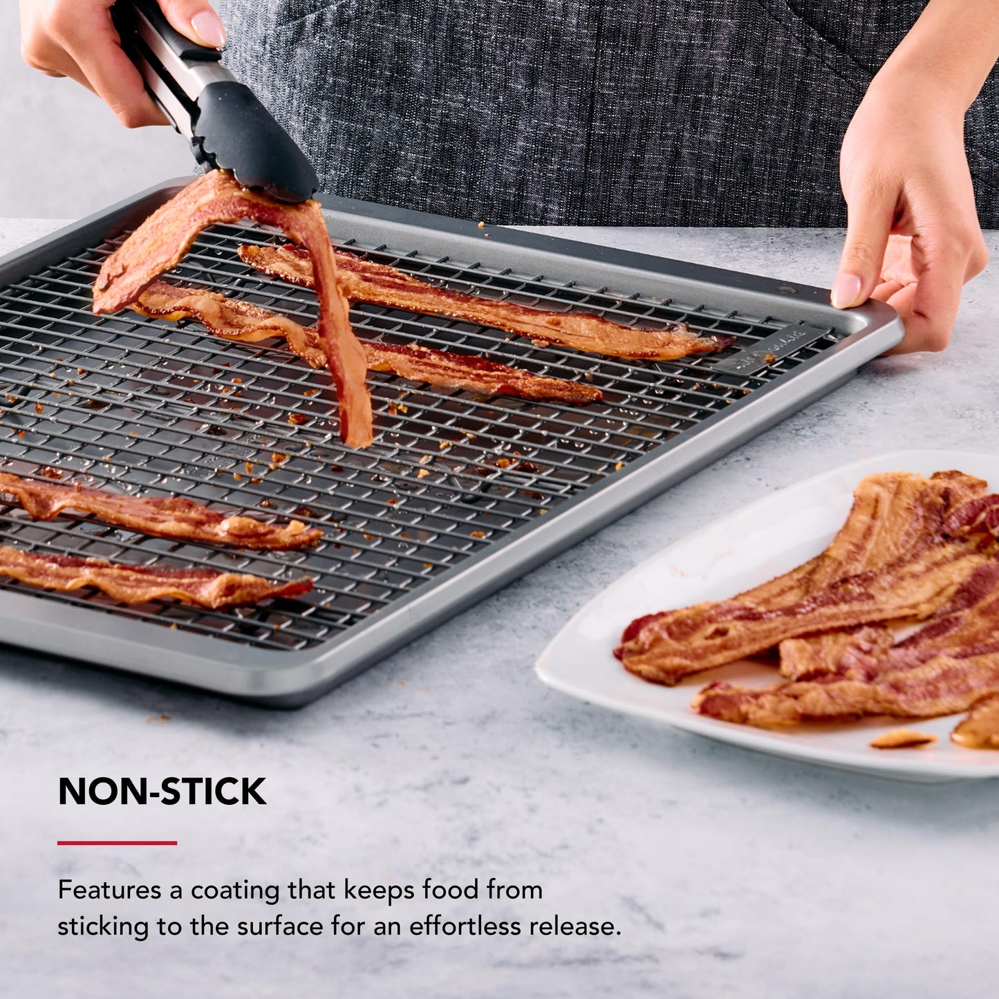 KitchenAid Nonstick Aluminized Steel Cooling Rack, Dishwasher Safe, Contour Silver, 13x18 Inch