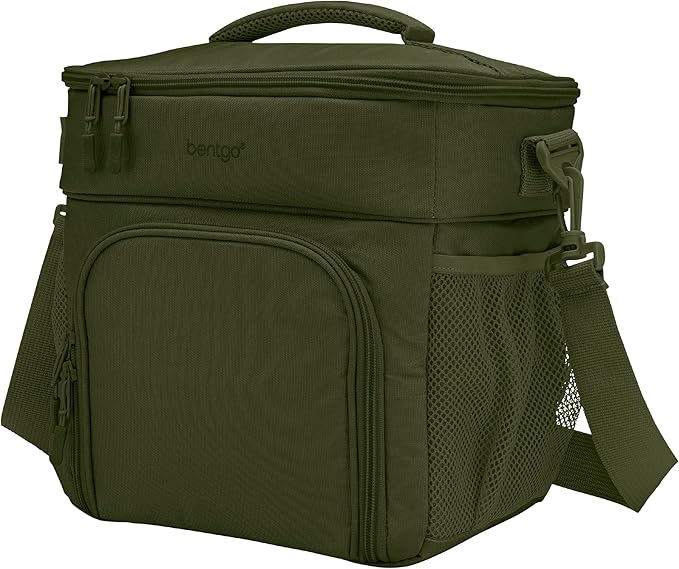 Bentgo Prep Deluxe Insulated Multimeal Bag - Lunch Box Bag, Holds 5 Meals, Premium Insulation up to 8 Hrs, Durable, Water-Resistant - Large Capacity For Adult Meal Prep (Olive Green)