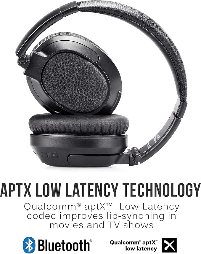 MEE audio Matrix Cinema Bluetooth Wireless Over-Ear High Resolution Stereo Headphones with aptX Low Latency for Improved Lip Sync & CinemaEAR Audio Enhancement for Clearer Sound in Movies and TV Shows