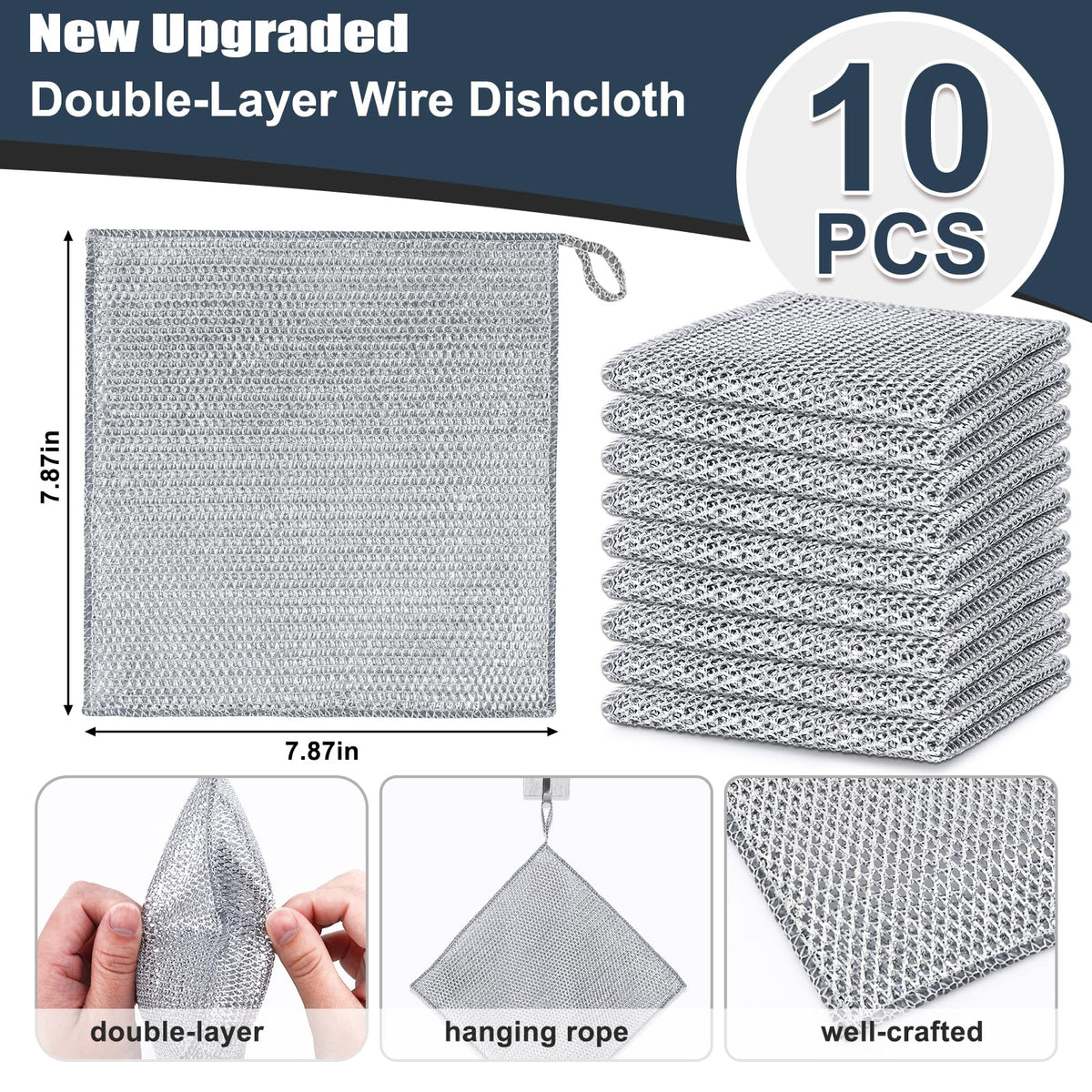 10 Pcs New Upgrade Steel Wire Dishcloth (10 Count)