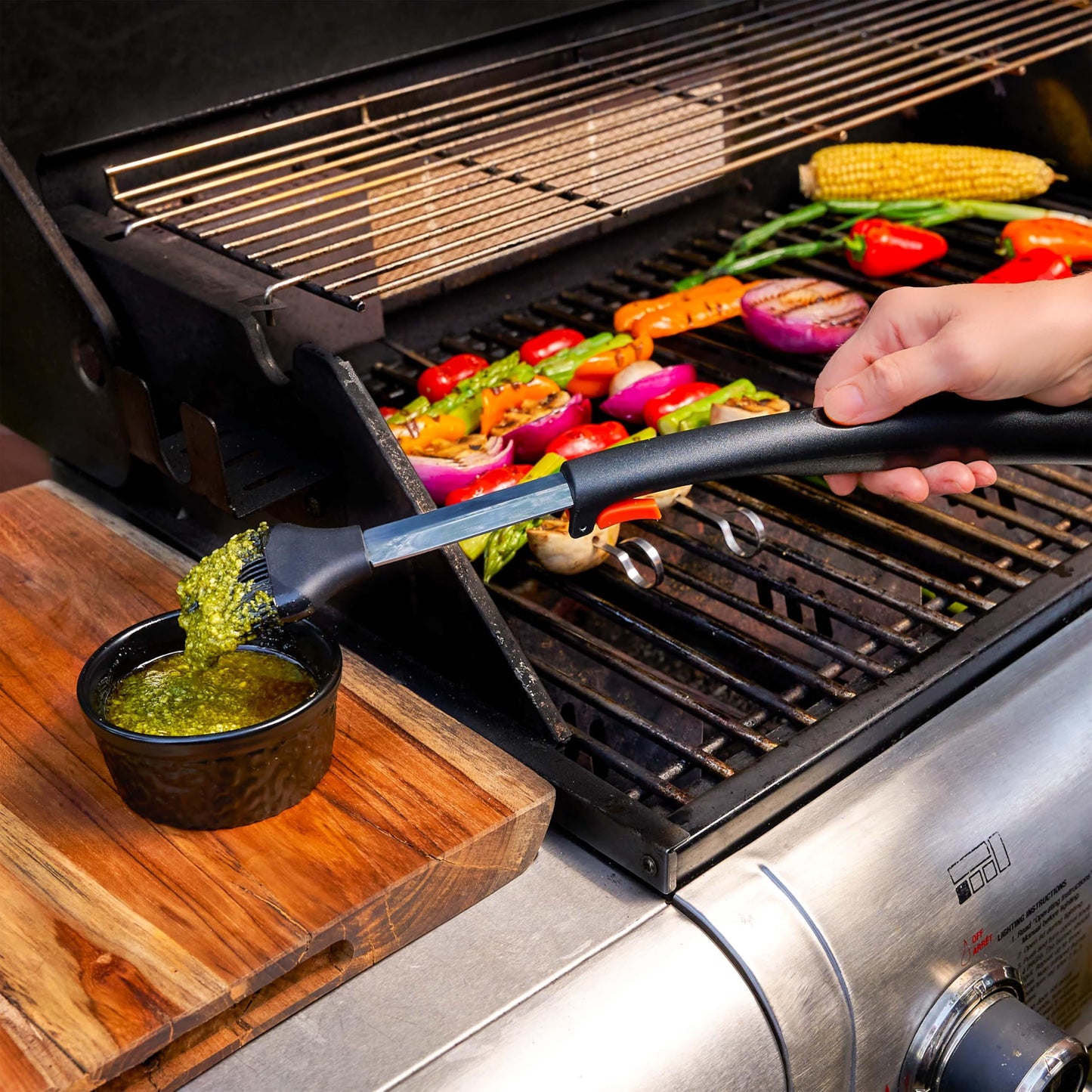 Mr. Bar-B-Q Kickstand Silicone Basting Brush with Elevated Handle