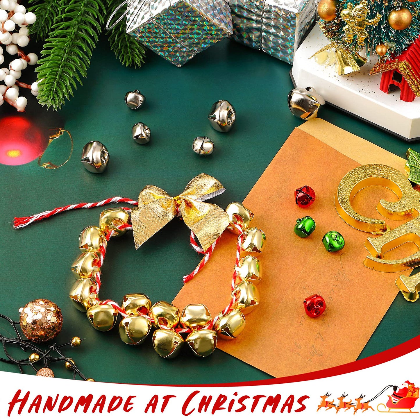 Zhanmai 300 Pieces Jingle Bells Bulk for Craft, DIY Christmas Bells for Decoration, Home Decoration(0.5 Inch,Red/Green)