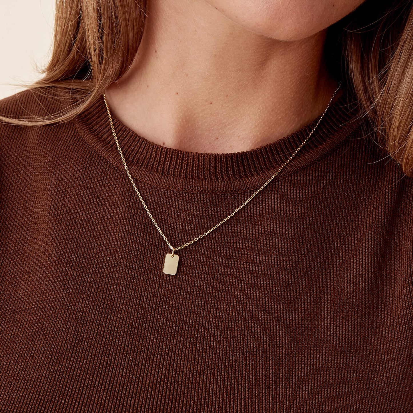 PAVOI 14K Gold Plated Dog Tag Necklace l Pendants for Women (Yellow Plated, Dog Tag)
