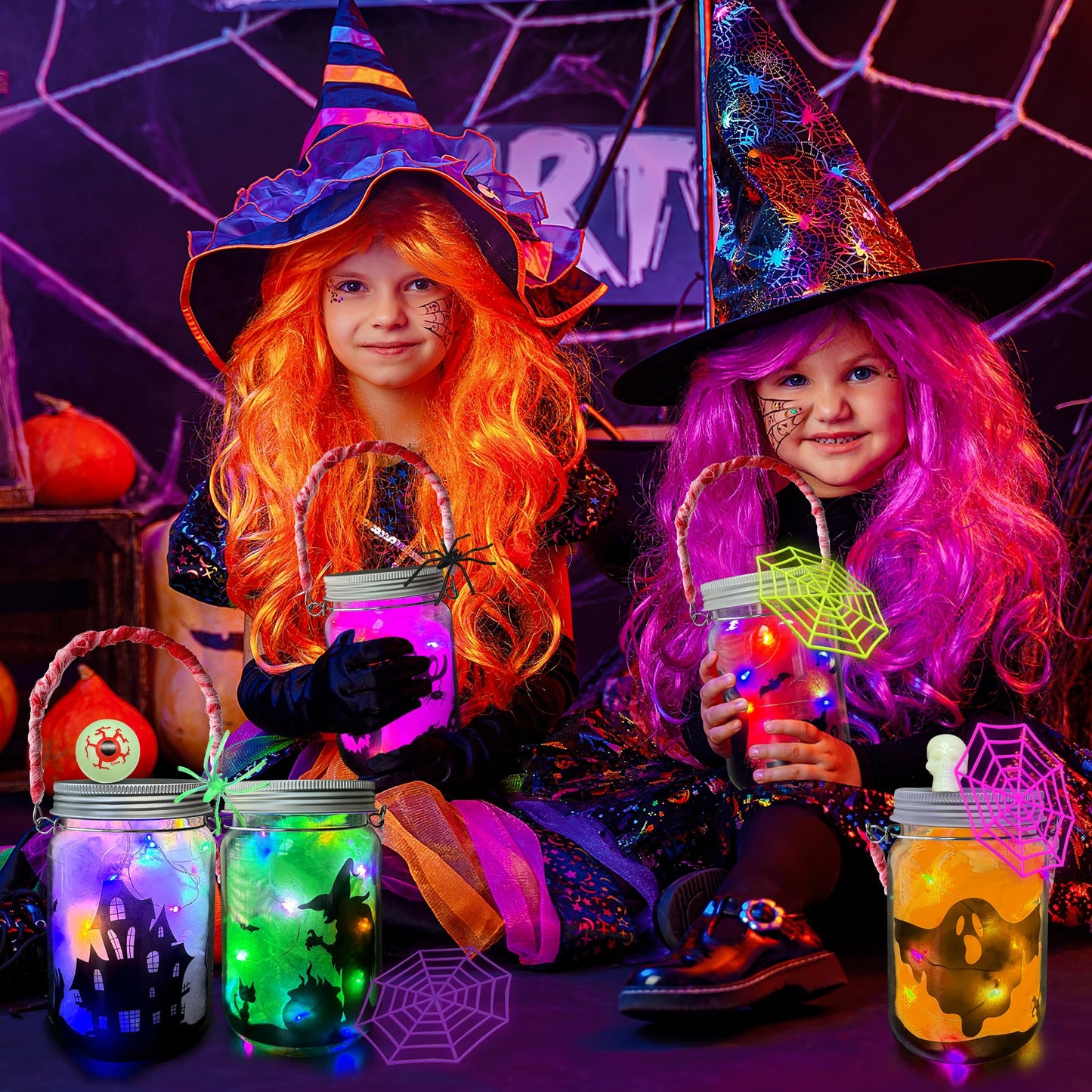 RBONIGHT 6PCS Halloween Lantern Craft Kit, Craft for Kids Age 6-8,8-12, DIY Decorations Art Project, Creative Activities for Party, Halloween Toys for Basket Stuffers Gifts