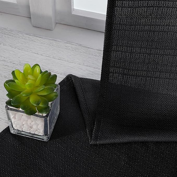 Chyhomenyc Black Curtains 63 Inch Length 2 Panels, Faux Linen Textured Semi Sheer Light Filtering Rod Pocket Soft Breathable Window Treatment Drapes for Living Room Bedroom, Each 40" Wx63 L