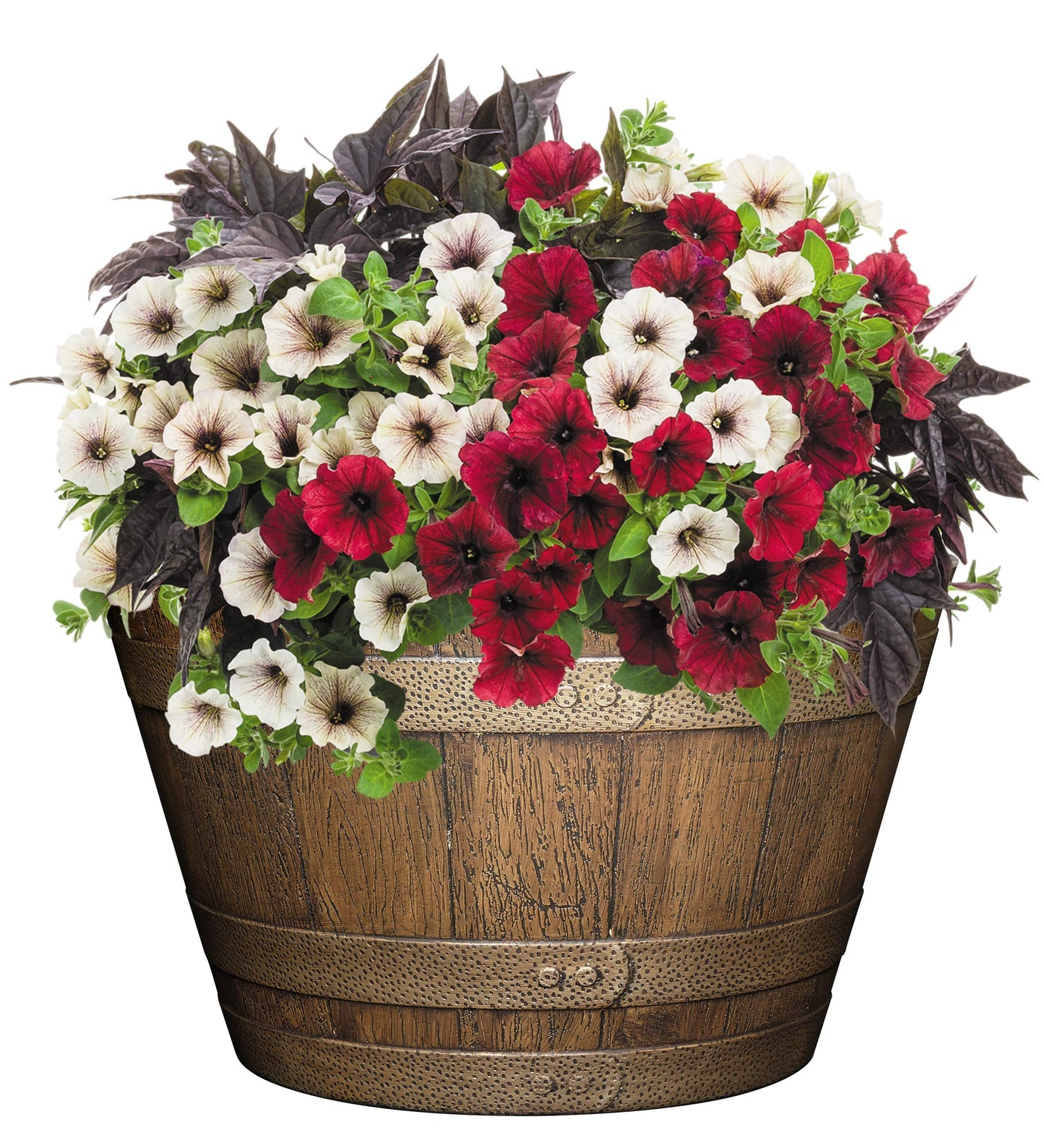 Classic Home and Garden Whiskey Barrel Planter, 20.5", Distressed Oak