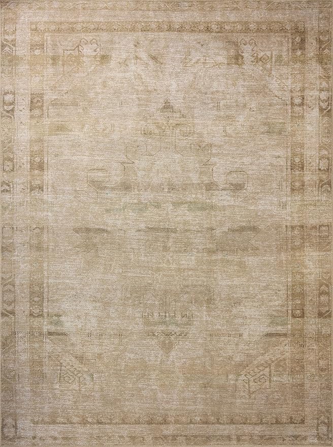 Loloi Amber Lewis Cambria Collection CBR-04 Natural/Jade 2'-6" x 7'-6" Runner Rug Jute, Neutral, Vintage Style, Antique Tone, Living, Bedroom, Dining, Carpet