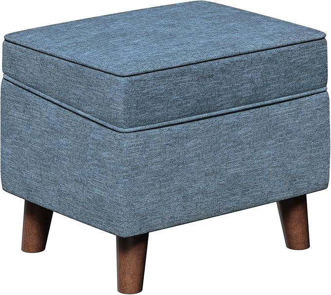 Foot Rest with Adjustable Cover, Storage Ottoman Dorm, Footstool and Sitting Stool, Ottoman Foot Stools for Living Room, Bedroom, Dorm, Blue