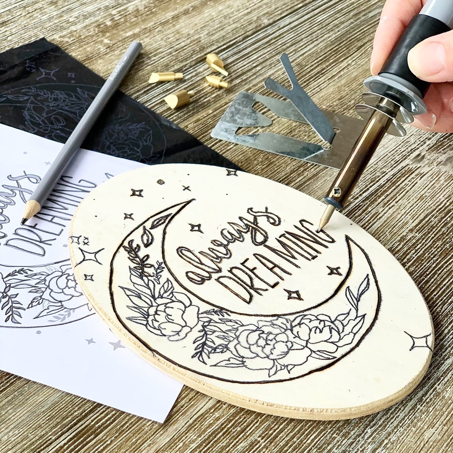 ArtSkills Wood Burning Kit for Beginners, Deluxe Pyrography Wood Engraving Art Set with Burner Pen, Stencils, Watercolor Paints, DIY Tools for Adults and Kids, 48 Pieces