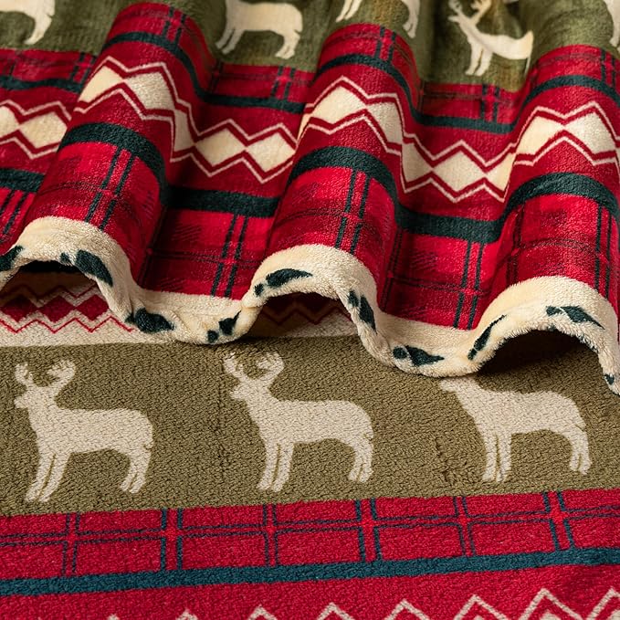PAVILIA Christmas Throw Blanket | Red Christmas Holiday Fleece Blanket | Soft, Plush, Warm Winter Cabin Throw, 50x60 (Red Christmas)