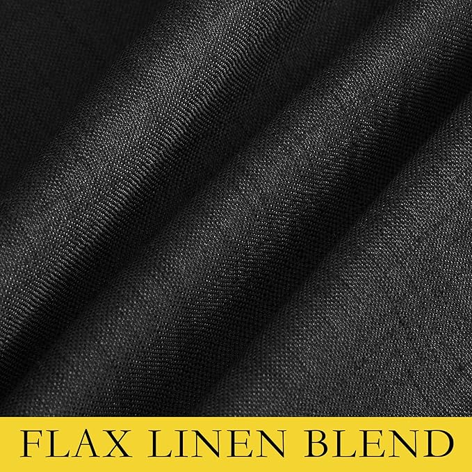 NICETOWN Vintage Open Linen Weave Flax Thermal Curtains, 100% Blackout Curtains 70 inches Long for Dining Room, Soundproof Window Treatment Drapes for Hall Room, Black, 34" Wide Per Panel, Set of 2