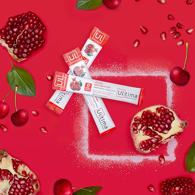 Ultima Replenisher Electrolyte Hydration Drink Mix, Cherry Pomegranate, 20 Serving Stickpack Box, no Sugar, no Carbs, no Calories, Keto, Gluten-Free, Non-GMO, Vegan