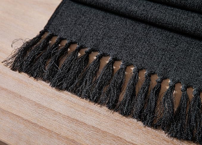 ZeeMart Black Table Runners 36 Inches Long, Burlap Linen Style Rustic Farmhouse Table Runner, Small Short Boho Coffee Table Runner, 13x36 Inches, Black