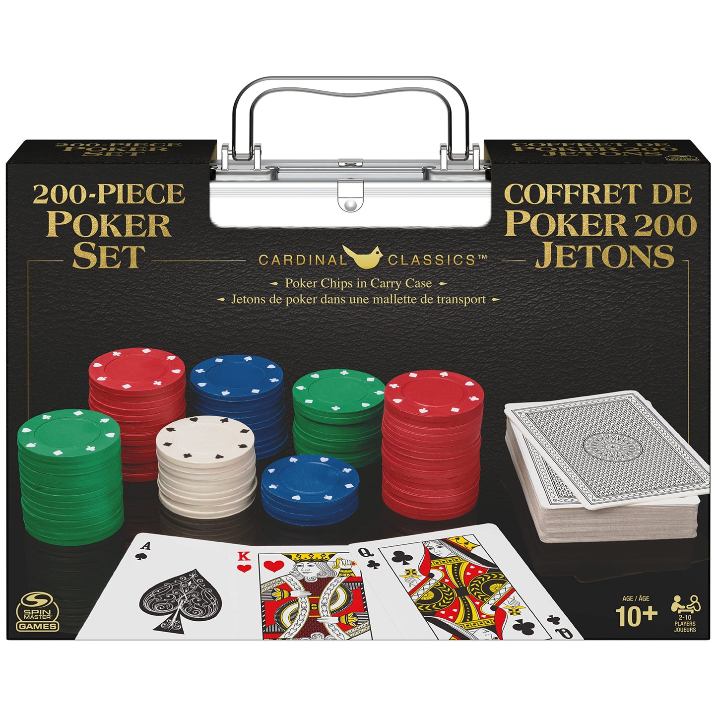 Spin Master Games Professional Texas Hold ‘Em Poker Set, Classic Game with 200 Dual-Toned Chips and Cards in an Aluminum Case