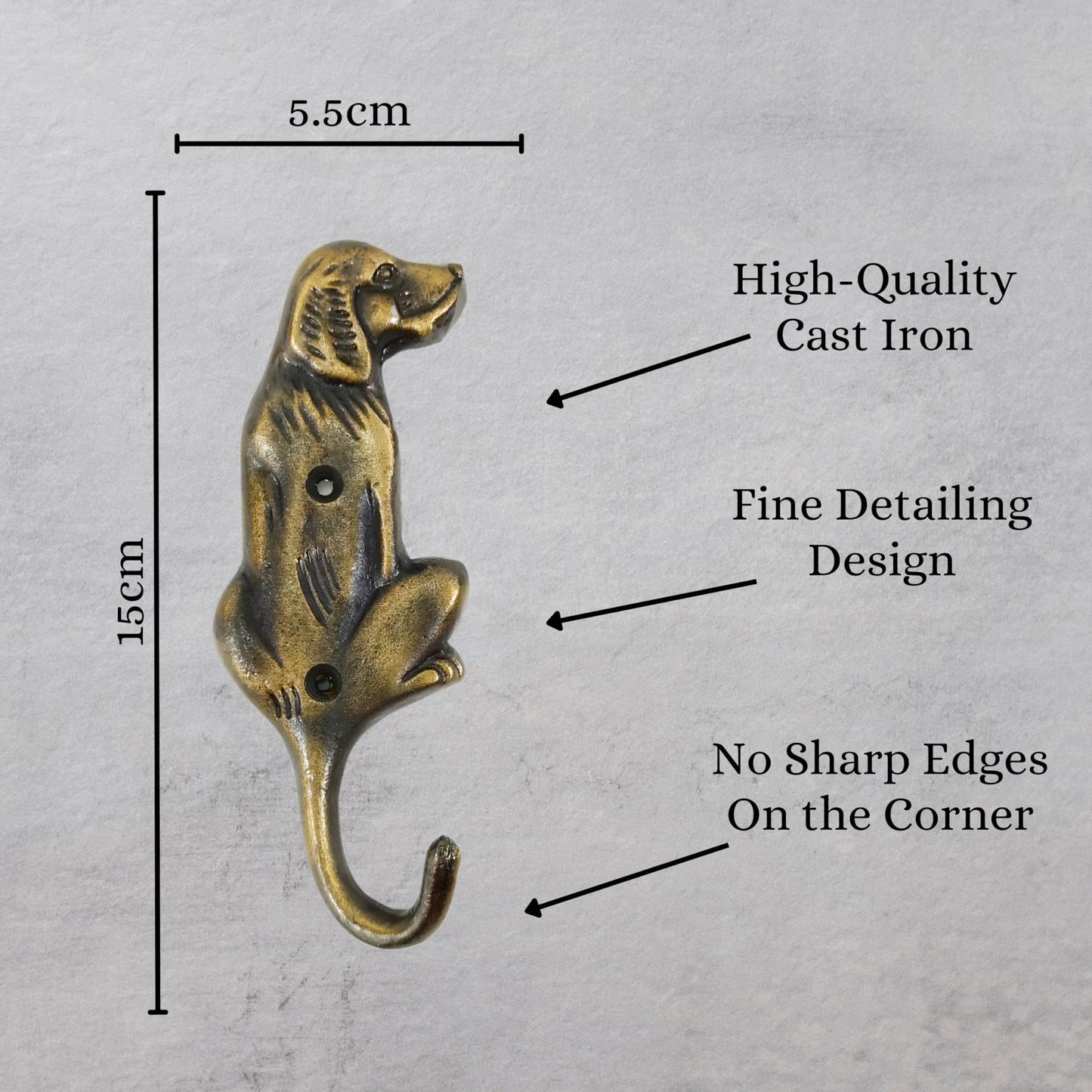 AYZCORP Set of 3 Cast Iron Dog Shape Coat Hooks Wall Art Decor-Dog Shape Hangers and Key Holder-Clothes Rack and Backpack Hanger-Coat Hooks Home Decor for Storage, Living Room,Hallway (Antique Finish)