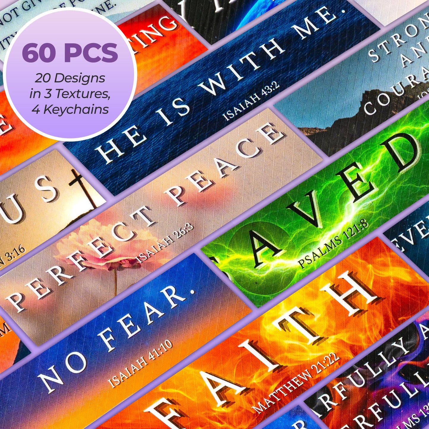 Christian Sensory Stickers for Anxiety Relief – 60 Scripture-Based Fidget Strips with Keychains for Calm, Focus, and Bible Study