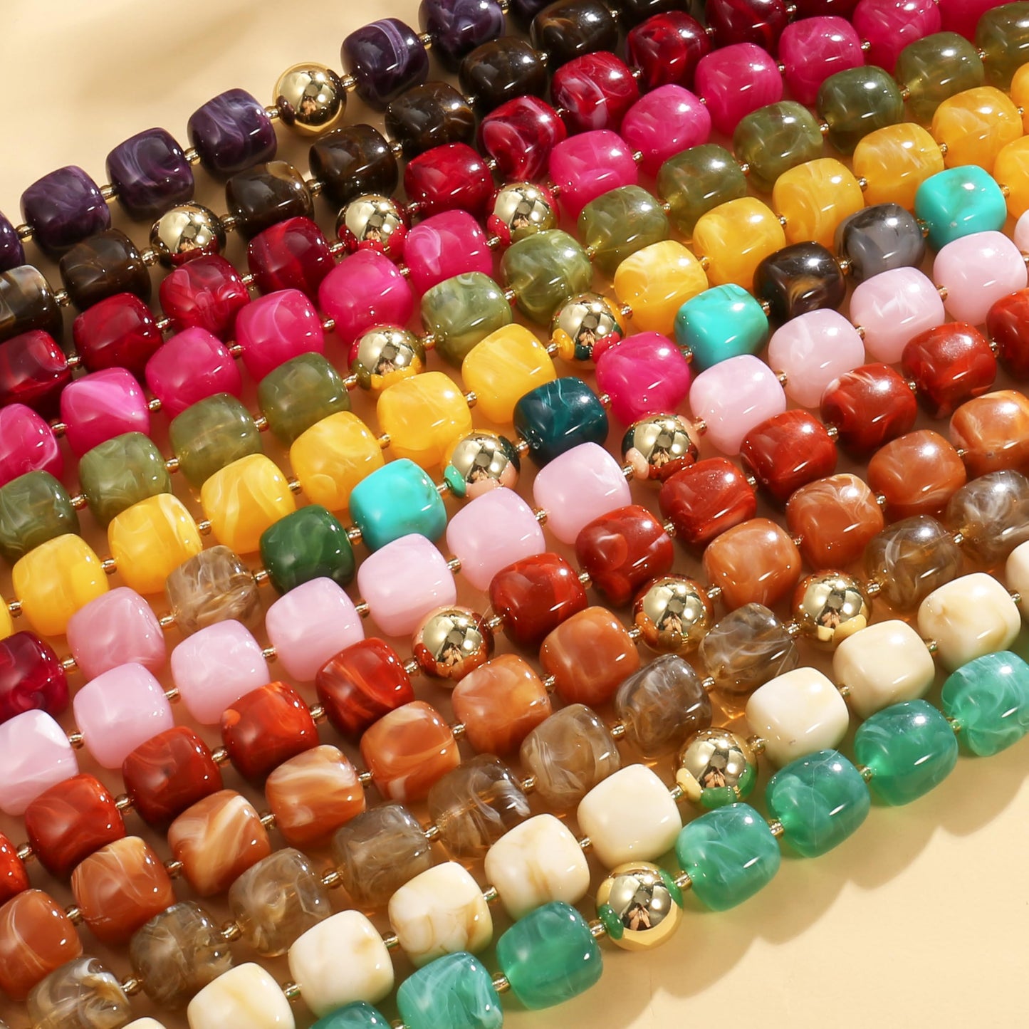 BREPINE Purple Chunky Necklaces for Women Multicolored Large Square Resin Beads Necklace Trendy Bold Statement Beaded Summer Candy jelly Vacation Choker