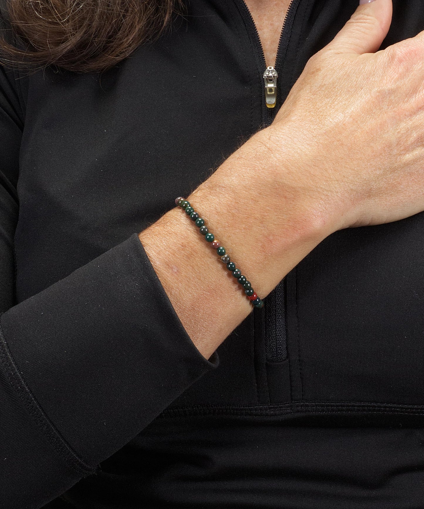 Cherry Tree Collection - Small, Medium, Large Sizes - Gemstone Beaded Bracelets For Women and Men - 4mm Round Beads (Bloodstone, Small)