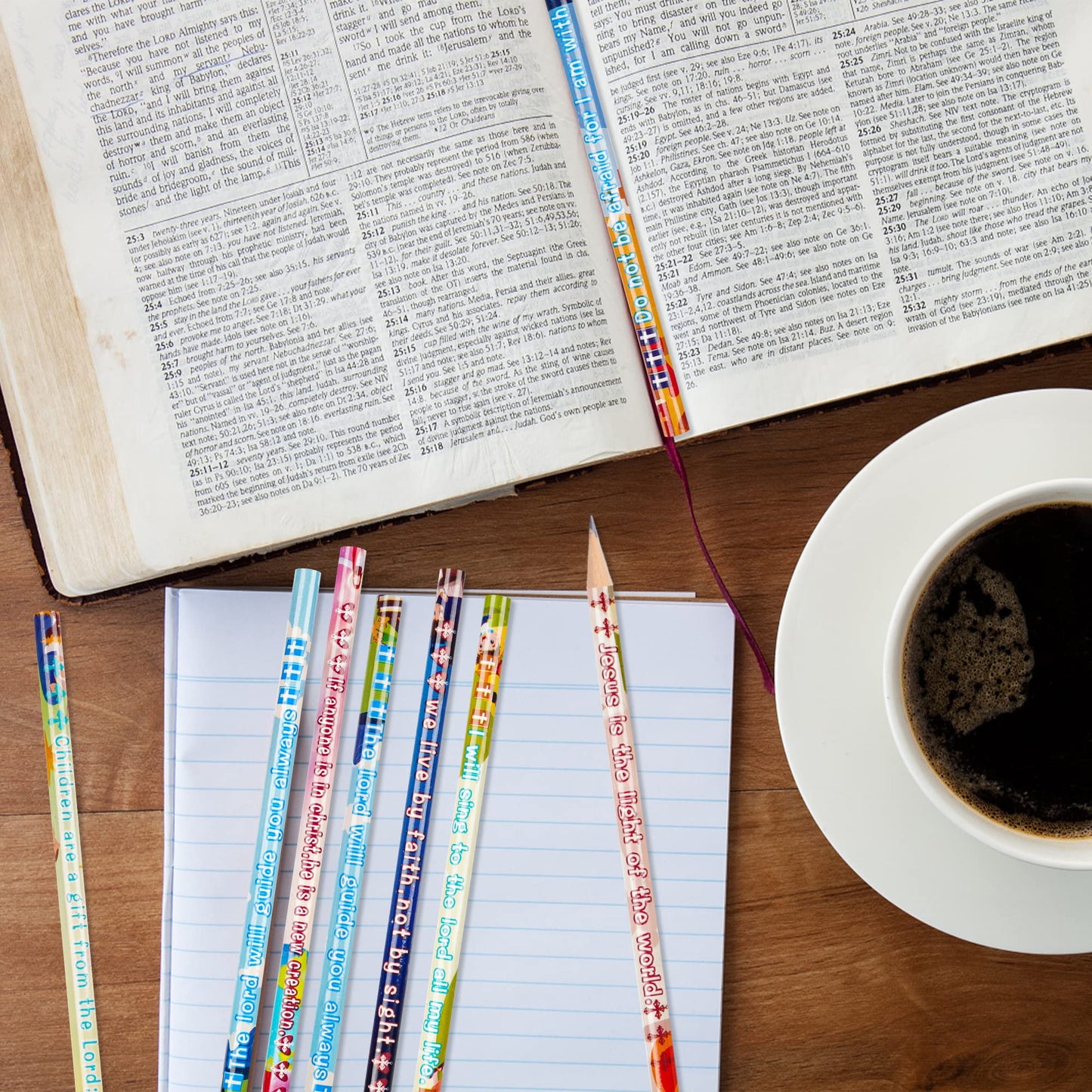 200 Bible Verses Inspirational Scripture Pencils with Hollow Cross for School & Church