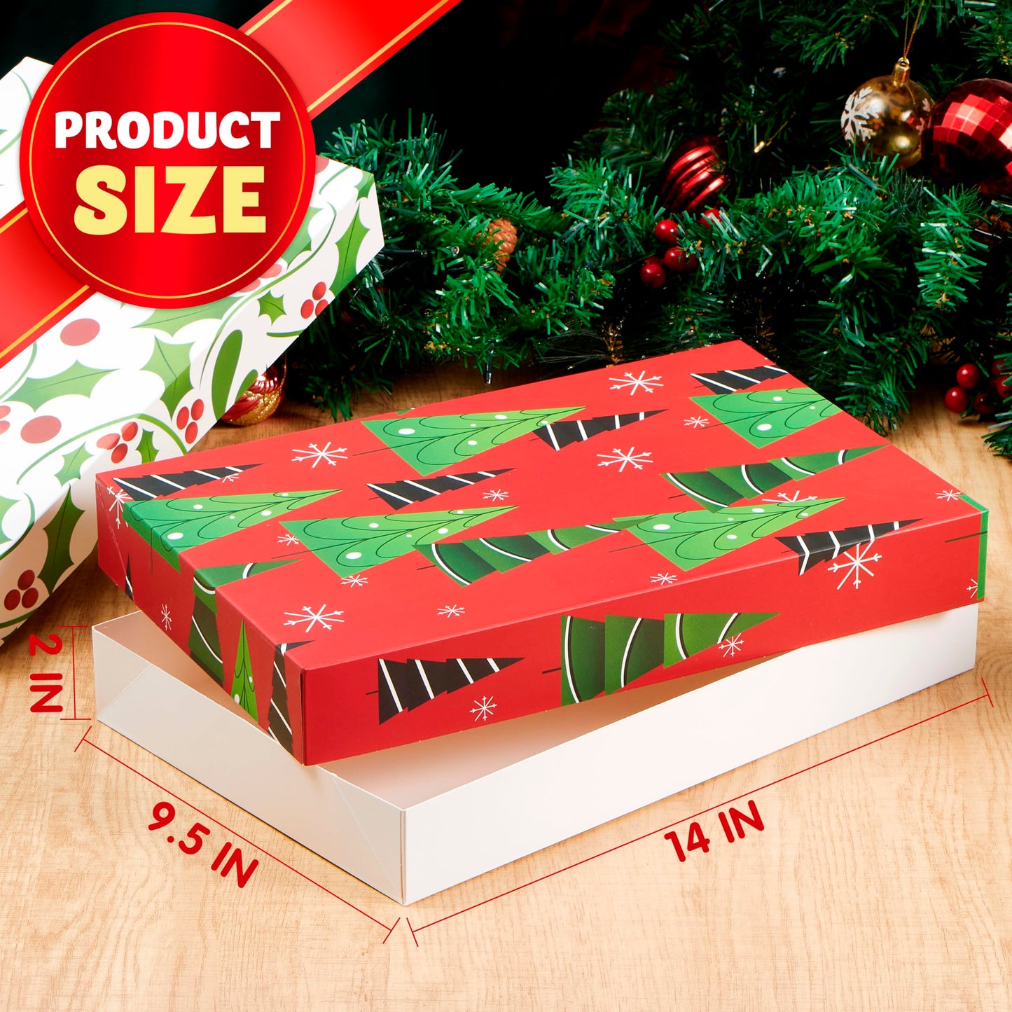 JOYIN 12 PCS Christmas Shirt Gift Boxes with Lids for Presents, Large Robe Cardboard Boxes, Xmas Bright Decorative Box for Clothes, Birthday Holiday Wedding Gift Wrapping Decor, Hat, Sweater and Coat