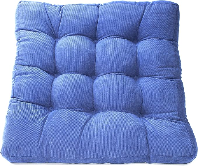 LANITI 24” Inch Extra Large Floor Cushions Tufted Floor Pillow for Adults Square Meditation Ultimate Comfort Oversized Pillows for Floor Cushion (Aqua)