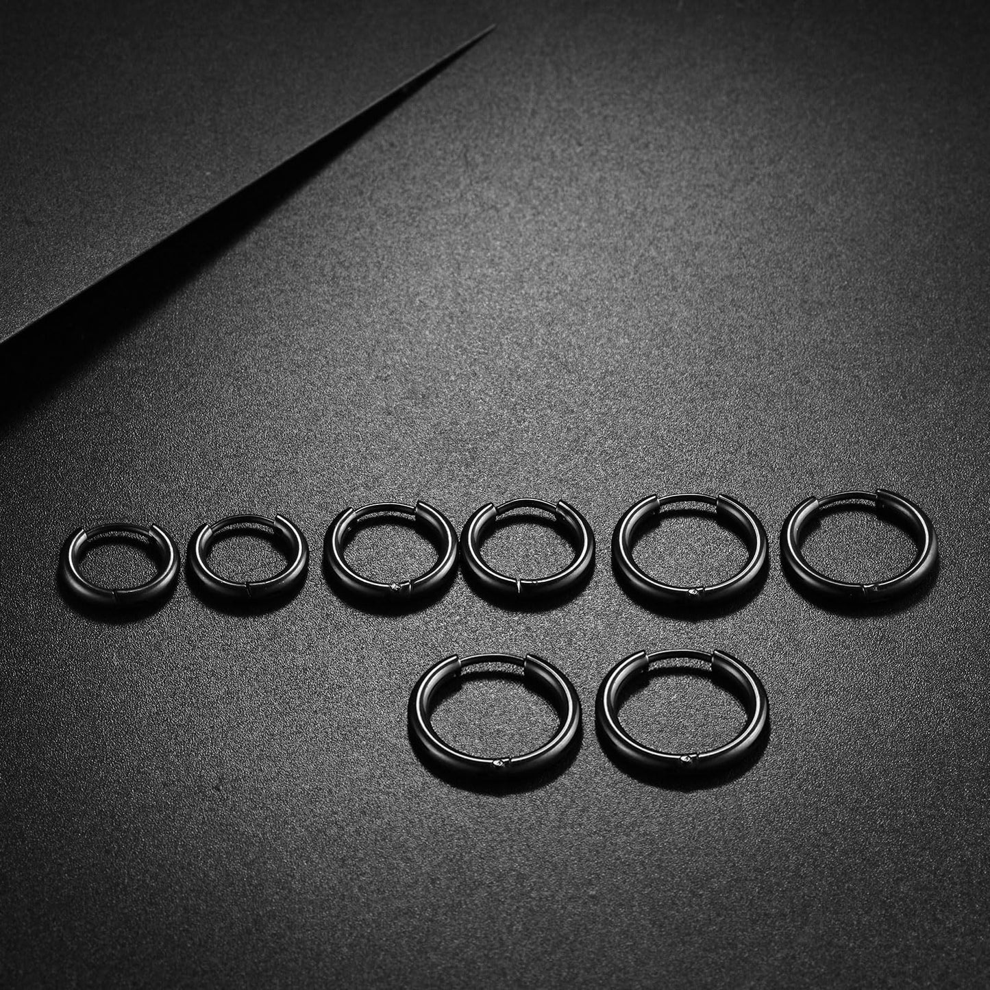 316L Surgical Stainless Steel Huggie Hoop Earrings 6mm 8mm 10mm 12mm Black Hypoallergenic Earrings Hoop Cartilage Helix Lobes Hinged Sleeper Hoop Earrings For Men Women