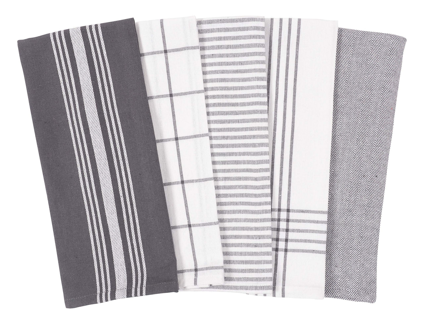 KAF Home Soho Kitchen Dish Towels - Set of 10, 18 x 28 Inch (Charcoal)