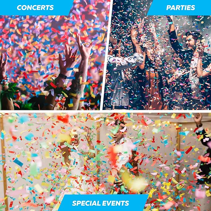 Electric Confetti Cannon Cartridges, 12 PIECES — 16" Multicolor Poppers for Weddings, Parties, Events | Requires 2-Shot/4-Shot Confetti Machine to Activate