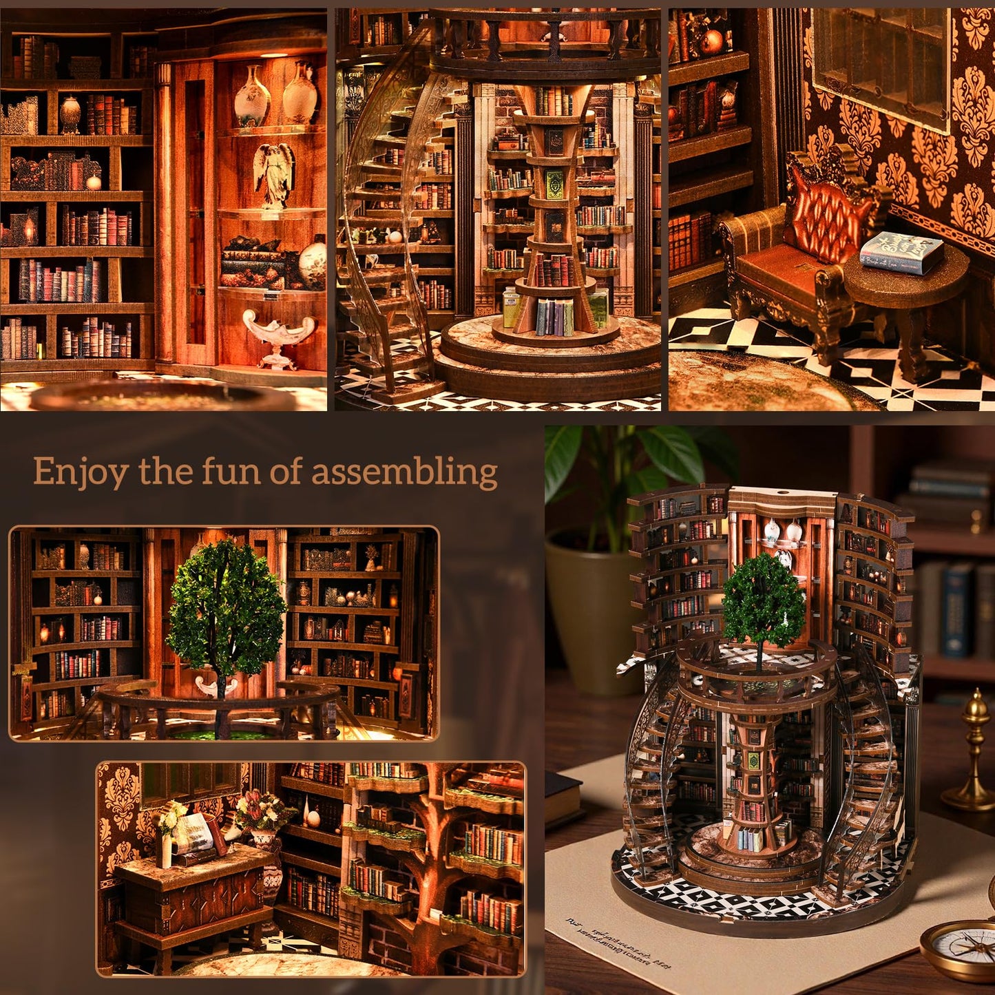 Sagiterra Book Nook Kit，DIY Miniature Dollhouse Kit (DH-W YR)