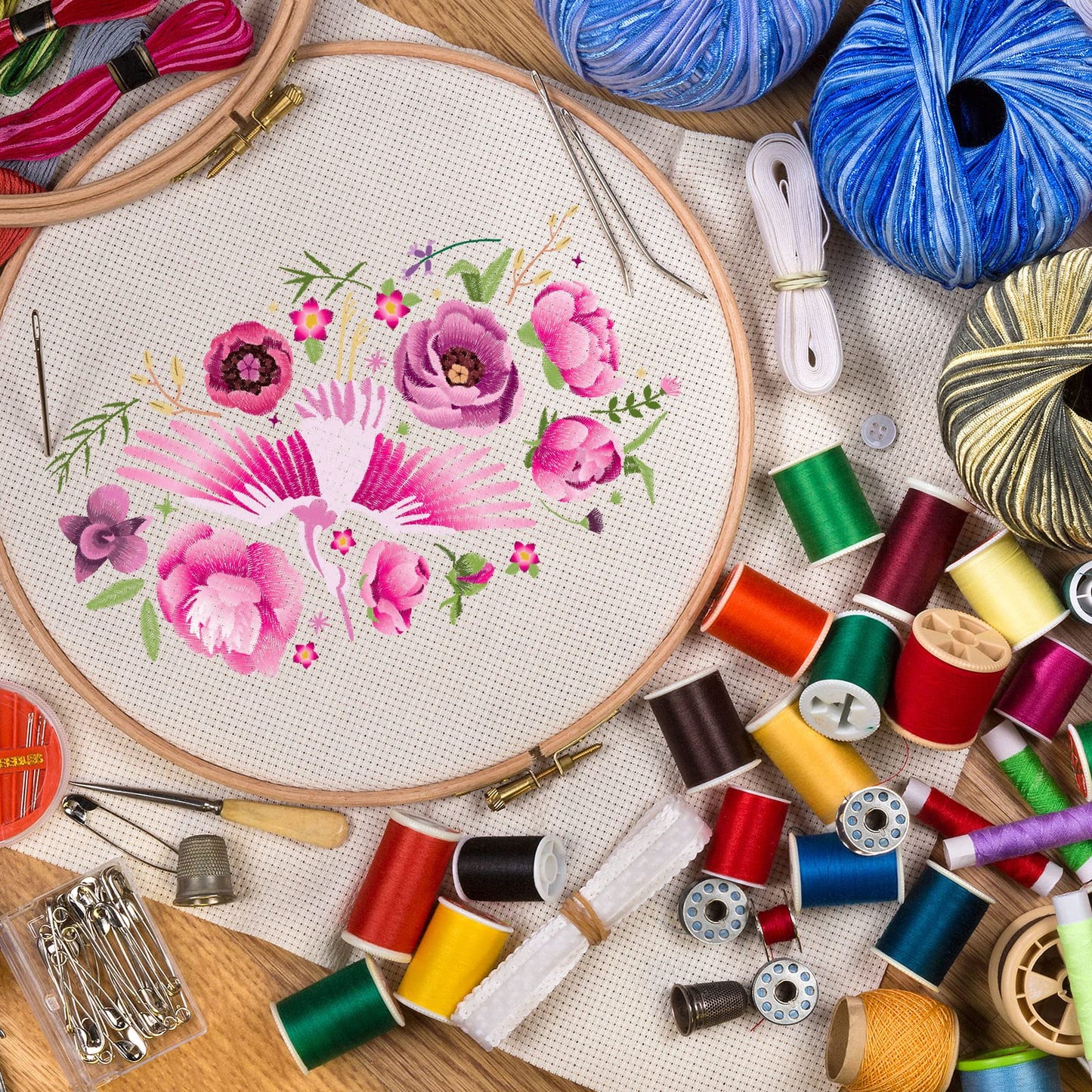 Weysat 5 Inch Embroidery Hoops Bulk Bamboo Circle Cross Stitch Hoop Round Ring Easily Loosen Tighten Bamboo Embroidery Frame Adjustable for Art Handy Sewing Wall Decoration Craft (36 Pcs)