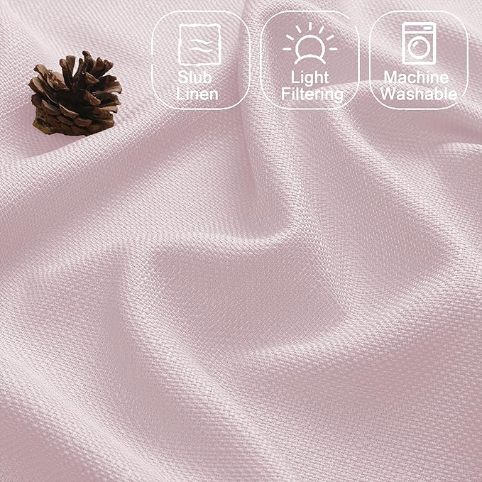 Chyhomenyc Blush Pink Curtains 78 Inch Length 2 Panels Set, Faux Linen Textured Light Filtering Soft Airy Farmhouse Curtain Drapes for Living Room Bedroom, 40Wx78L
